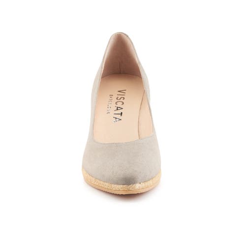 Viscata Roses Canvas V Cut Espadrille Wedges In Ash