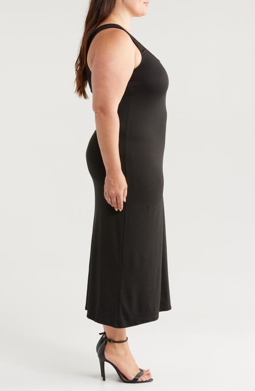 24seven Comfort Apparel Racerback Jersey Midi Dress In Black