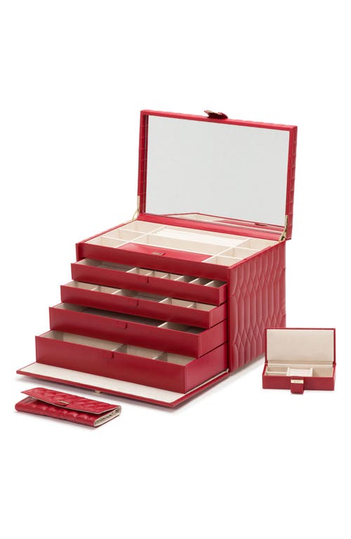 Wolf Caroline Extra Large Leather Jewelry Case In Red
