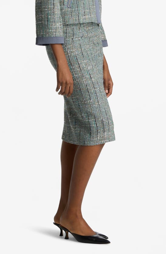 St John Lurex Tweed Skirt In Slate Multi