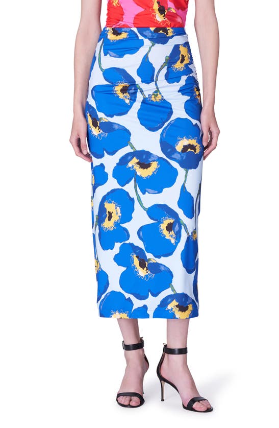 Carolina Herrera Ruched Knit Midi-skirt In Lupine Blue