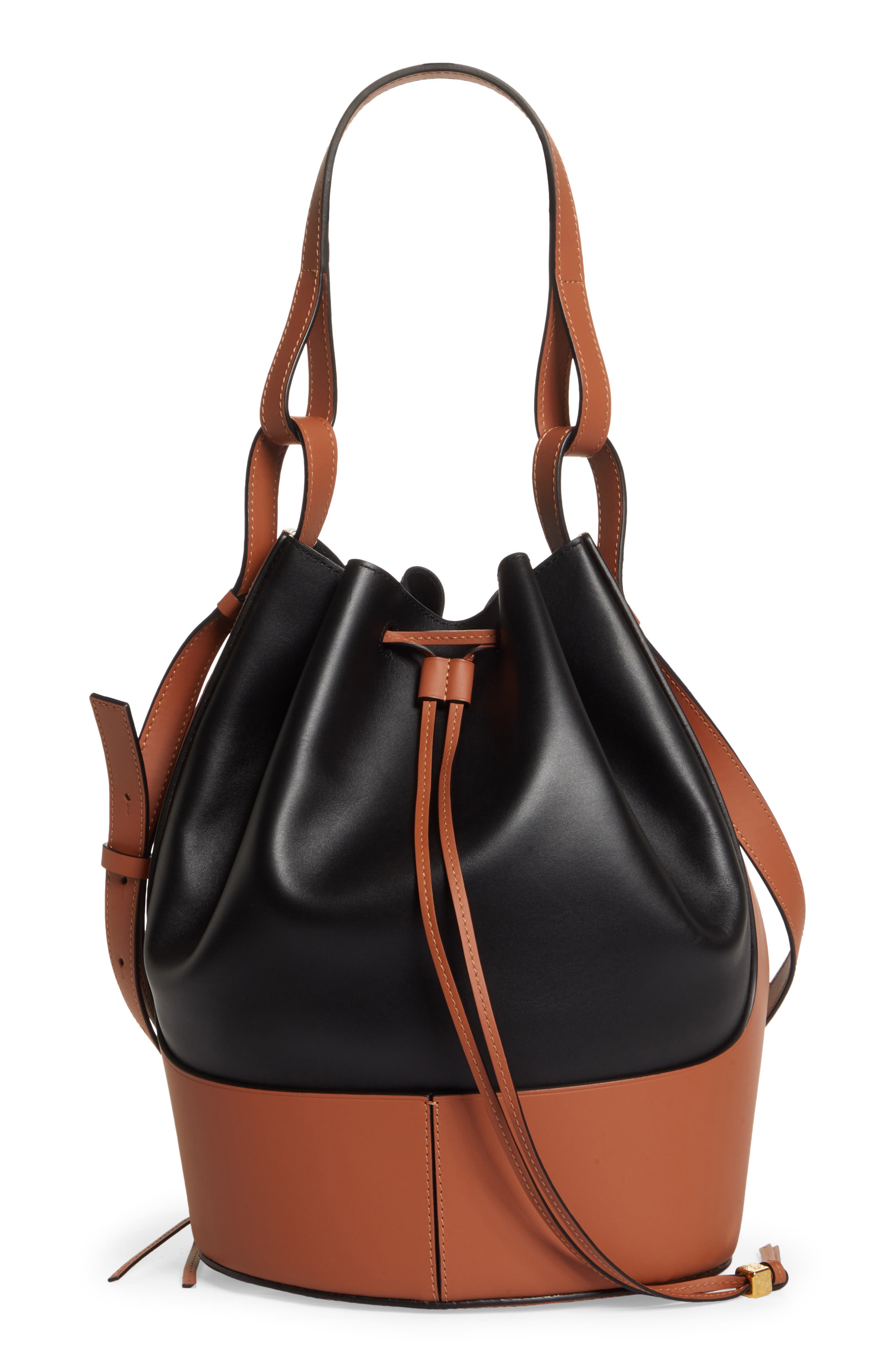 large leather bucket bag