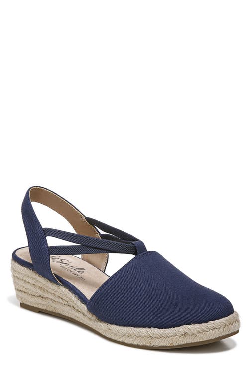 LifeStride Katrina Espadrille Slingback Wedge Pump Navy Fabric at Nordstrom,