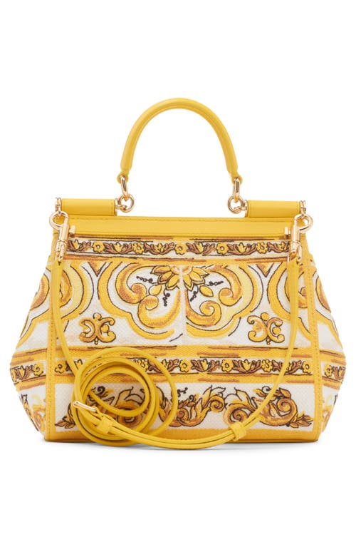 Dolce & Gabbana Dolce&gabbana Sicily Majolica Embroidered Canvas Satchel In Azulejos Giallo