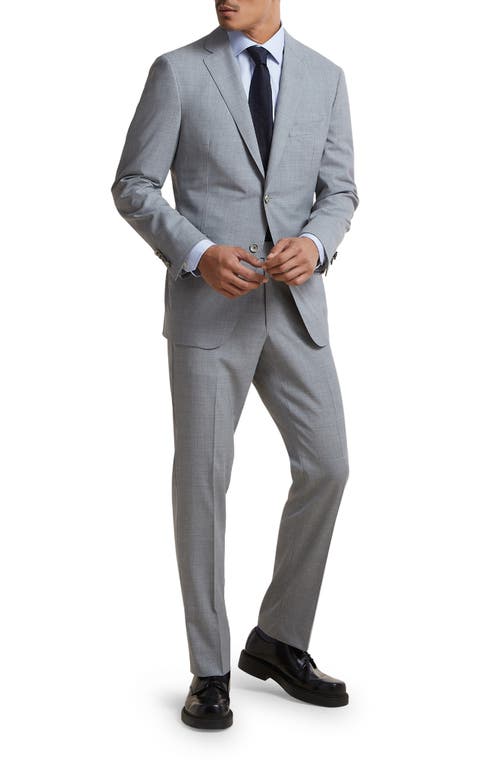 Contemporary Fit Loop Wool Suit in Light Grey