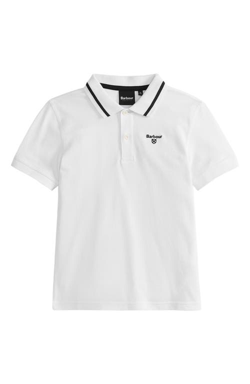 Barbour Kids' Oakside Tipped Cotton Piqué Polo White at