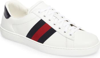 Men's sneaker with Web in white leather