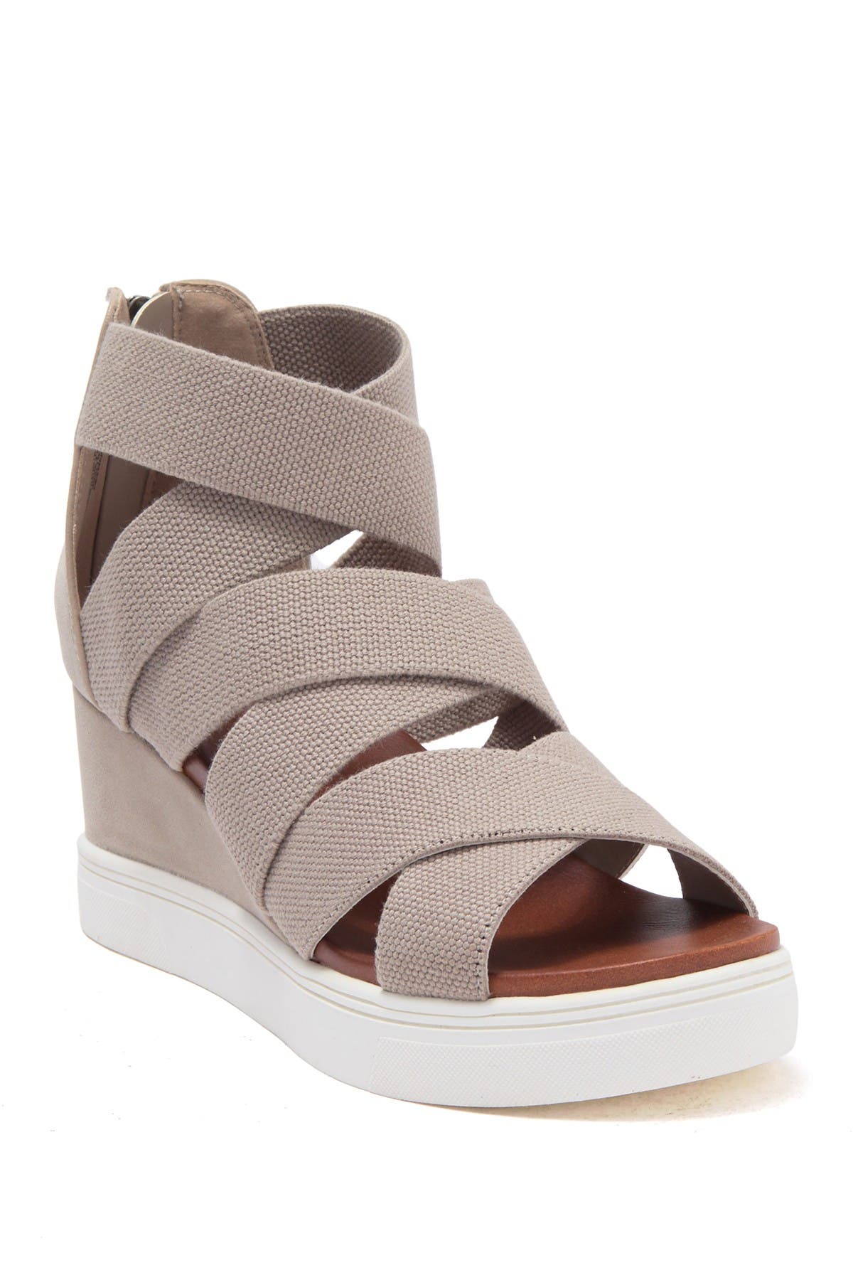 Mia Valery Strappy Wedge Heel High Top Sneaker In Cement/cement