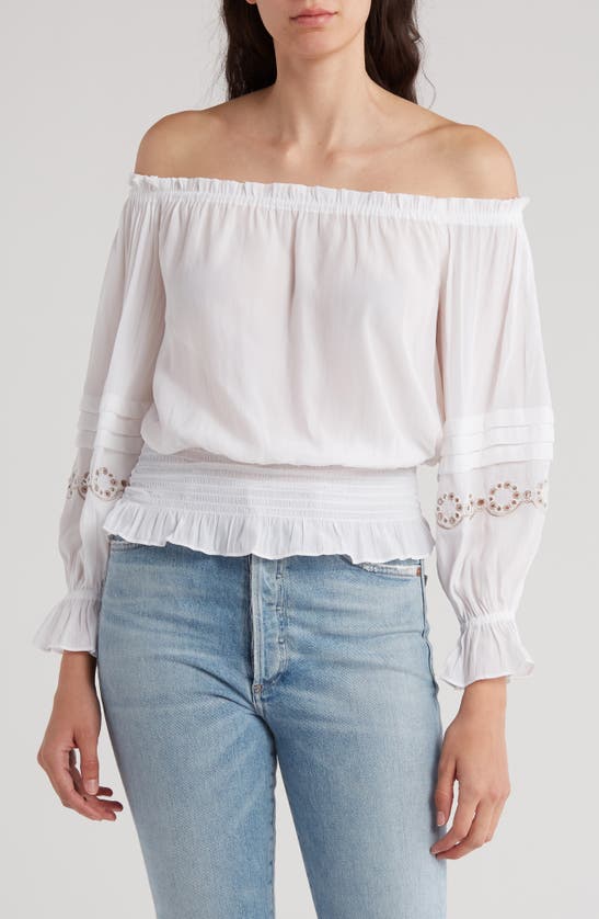 Shop Ramy Brook Clara Off The Shoulder Blouse In White