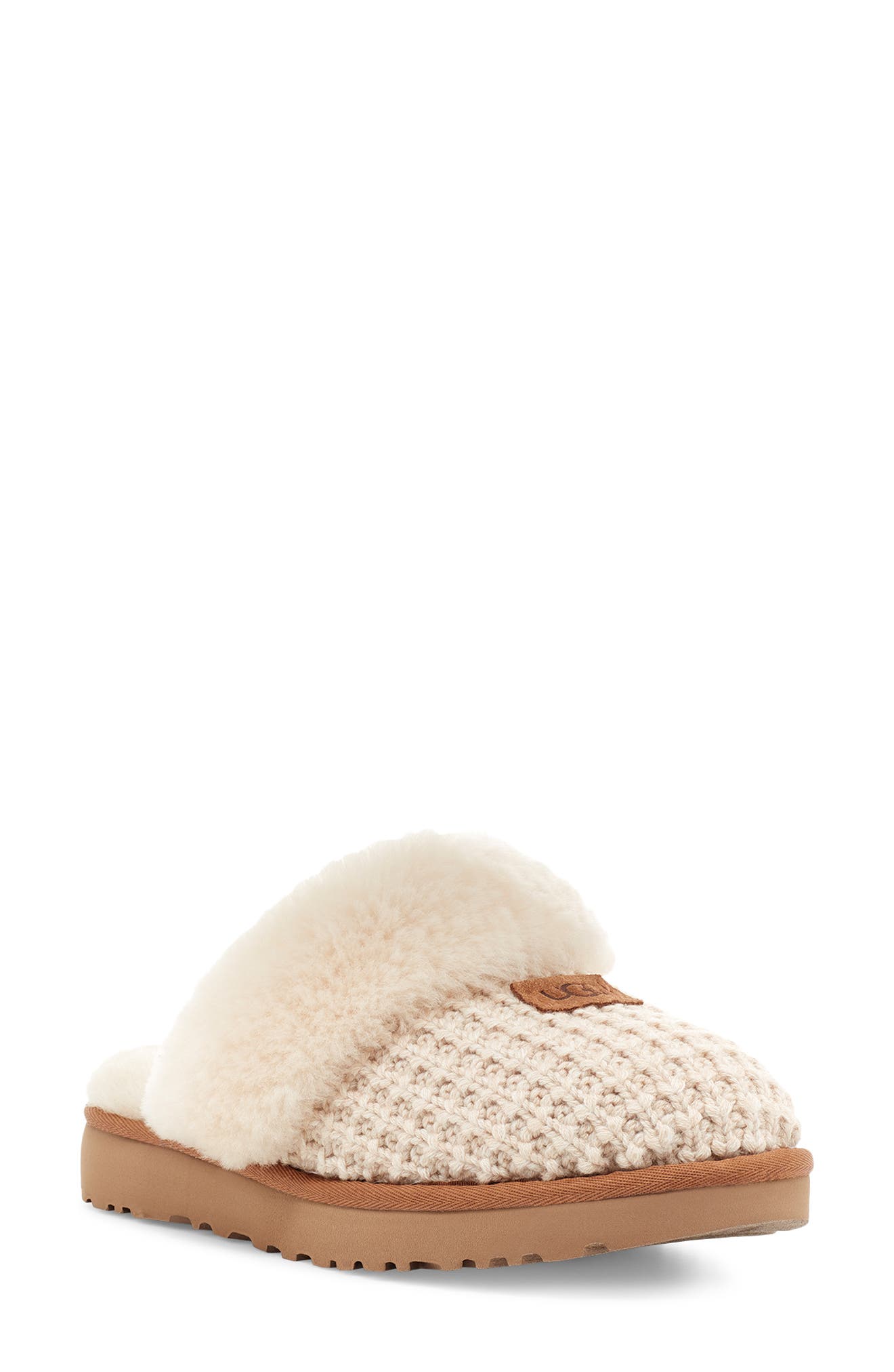 cozy knit genuine shearling slipper