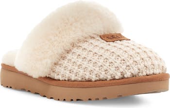 UGG COZY KNIT CREAM SHEARLING LINED SLIP ON SLIPPERS US 11 / EU 42 / UK 9