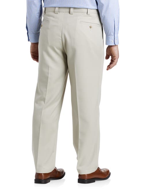 Oak Hill Waist-relaxer Pleated Microfiber Pants In New Khaki