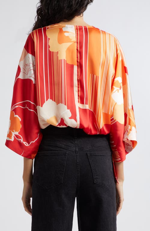 Shop Ramy Brook Minerva Floral Wrap Front Top In Flame Amore