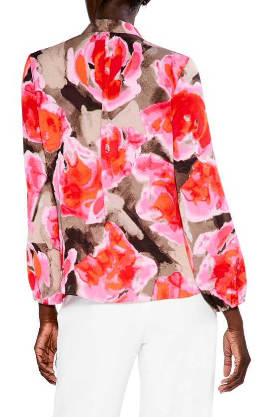 Shop Nic + Zoe Nic+zoe Rosy Outlook Shawl Collar Blouse In Pink Multi