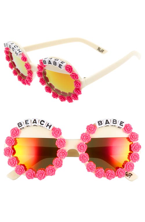 Shop Rad + Refined Beach Babe Round Sunglasses In Cream/hot Pink