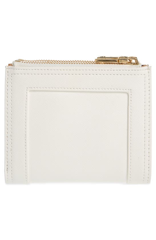 Shop Love Moschino Embroidered Bifold Faux Leather Wallet In White