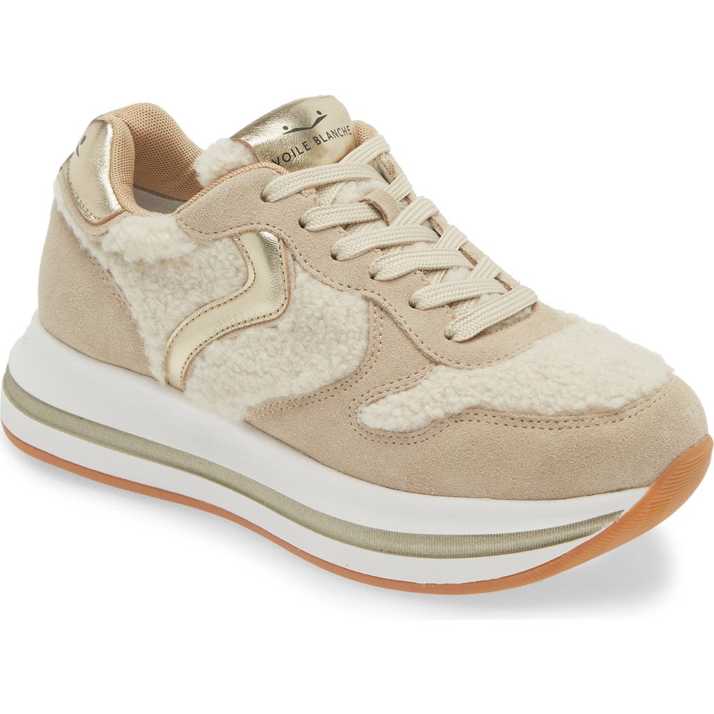 Voile Blanche Merry Curly Faux Shearling Sneaker in Beige