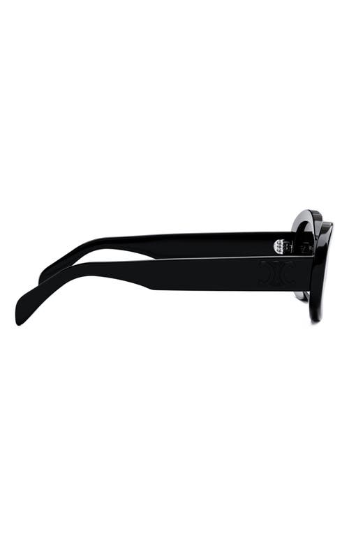 Celine Triomphe Logo Oval Acetate Sunglasses In Black/smoke