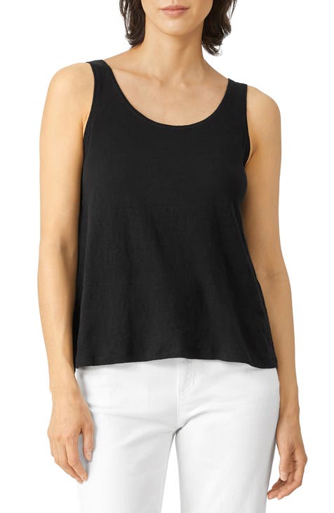 EILEEN FISHER WOMENS Silk Tank Top Size M Black Scoop Neck Sleeveless  Pullover $29.88 - PicClick