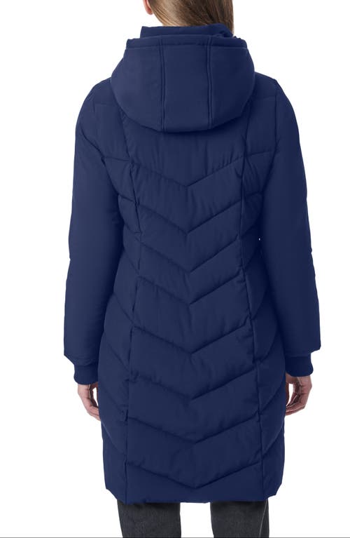 Shop Bernardo Hooded Walker Coat In Navy