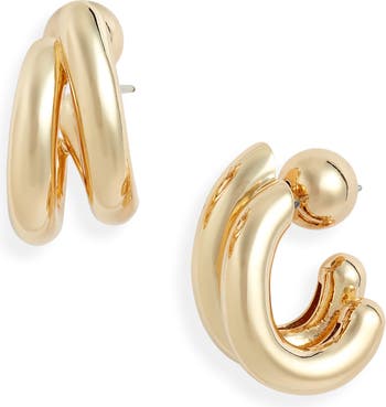 BOLD Monogram Hoop Earrings Gift for Her Gold Hoop Earrings 