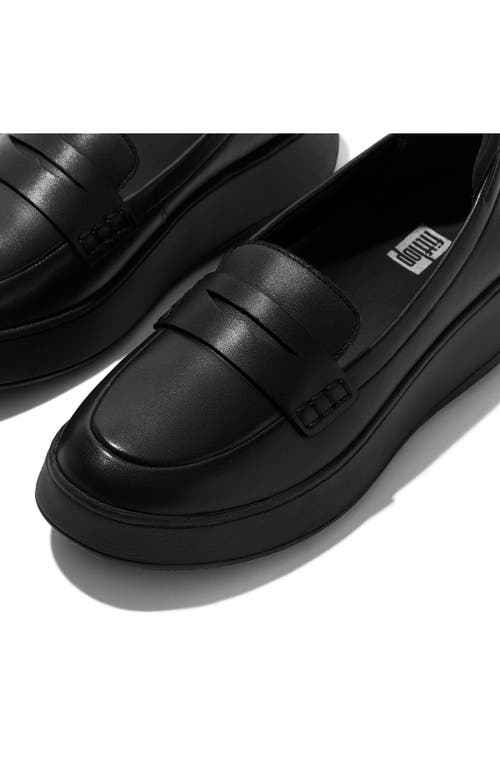 Shop Fitflop F-mode Leather Flatform Penny Loafer In All Black