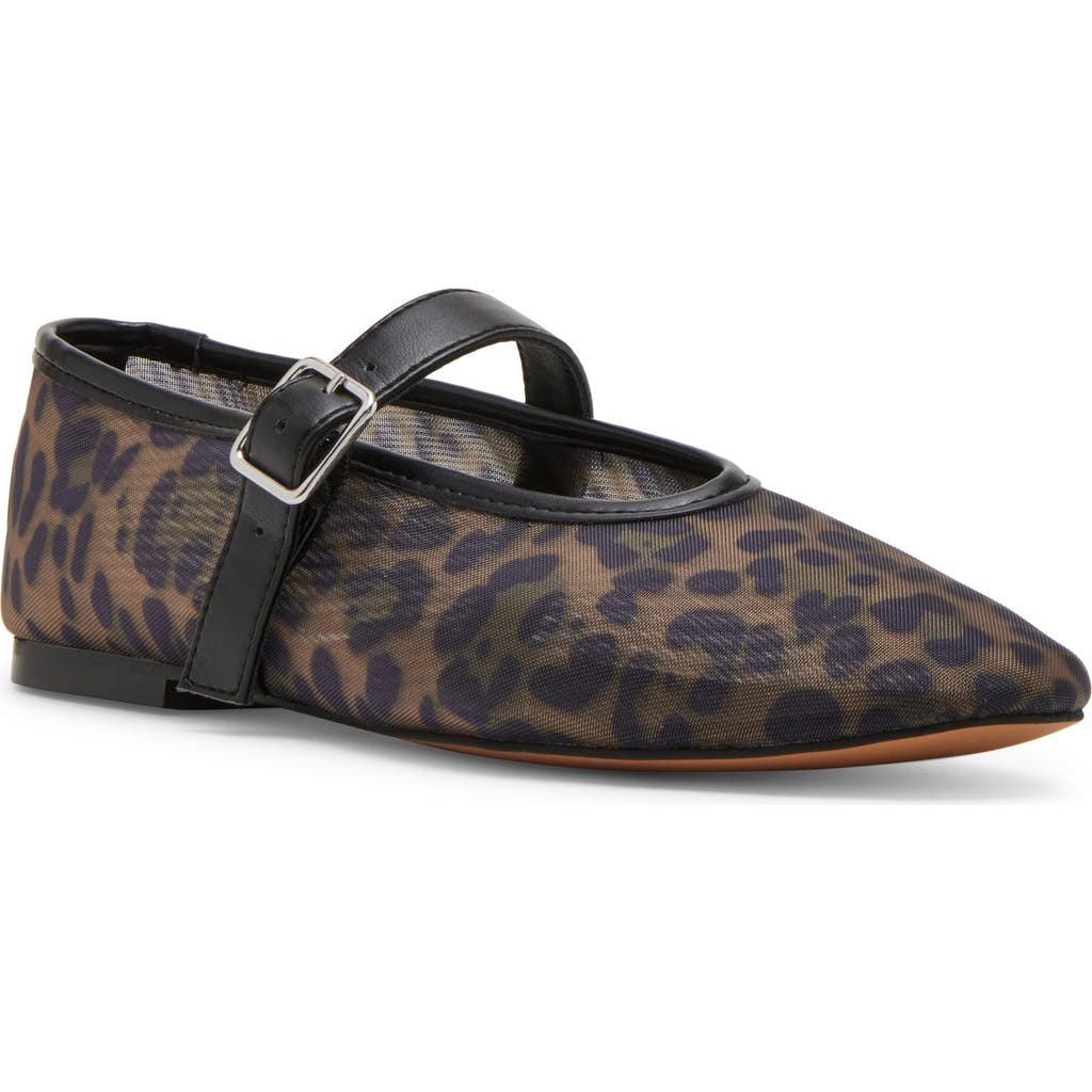 Shop Steve Madden Dreaming Mary Jane Flat In Leopard Mesh
