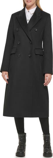 Karl Lagerfeld Paris Women's Double Breasted Military Coat - Black - Size S