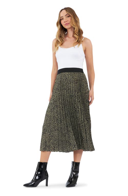 Shop Ripe Maternity Cleo Pleated Midi Maternity Skirt In Khaki/black