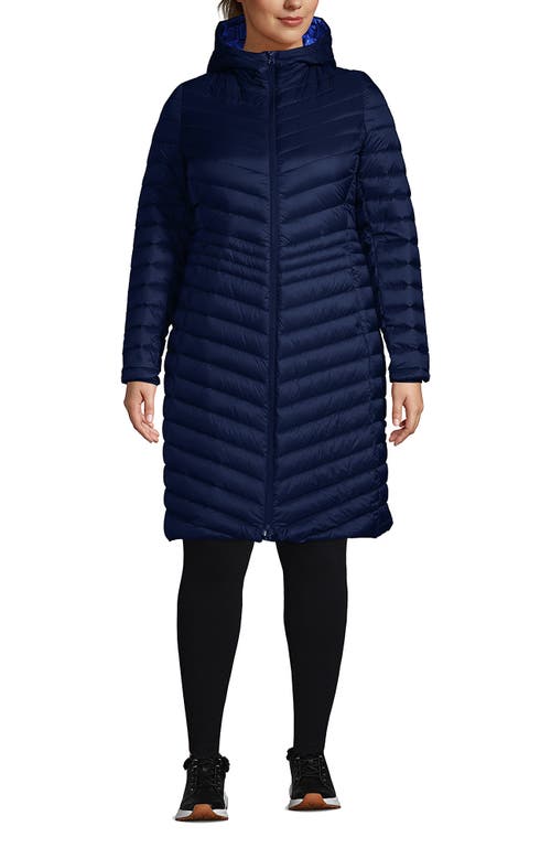 Lands' End Plus Size Wanderweight Ultralight Packable Down Coat In Deep Sea Navy