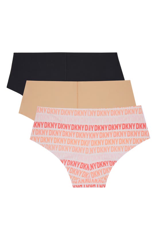 Shop Dkny Cut Anywhere Assorted 3-pack Hipster Briefs In Black/ Glow/ Ombre Print