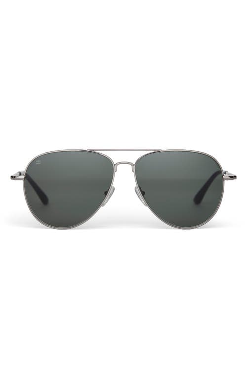 TOMS Hudson 60mm Aviator Sunglasses in Shiny Gunmetal/Green Grey