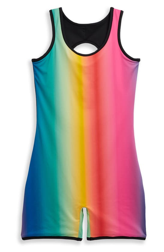 Tomboyx 6-inch Reversible One-piece Rashguard Swimsuit In Melting Rainbow