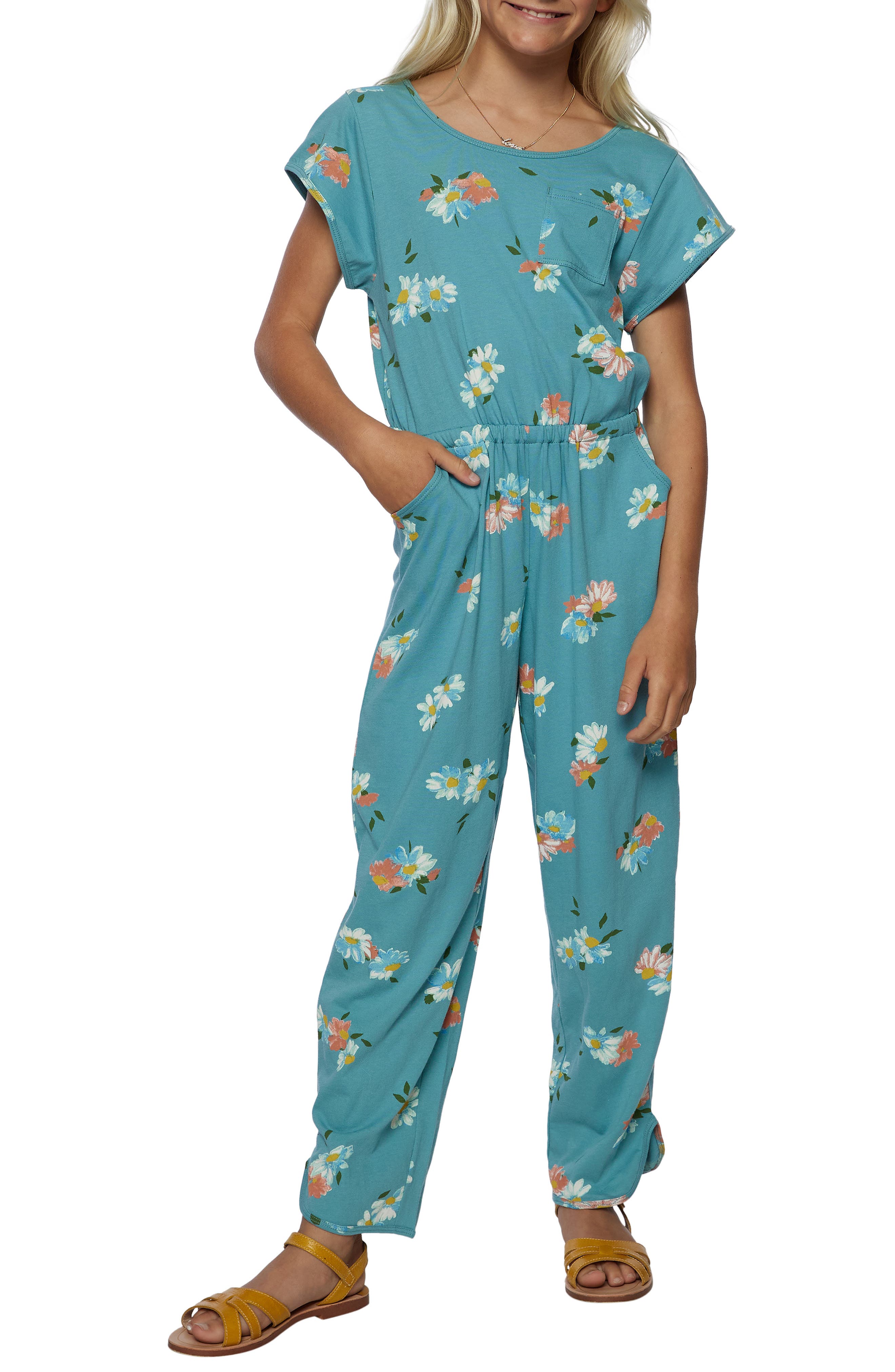 New Mini Boden Girls Turquoise Cotton Check Floral Summer Pyjamas Set All Size 