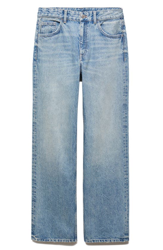 Shop Mango Mid Rise Straight Leg Jeans In Light Vintage Blue