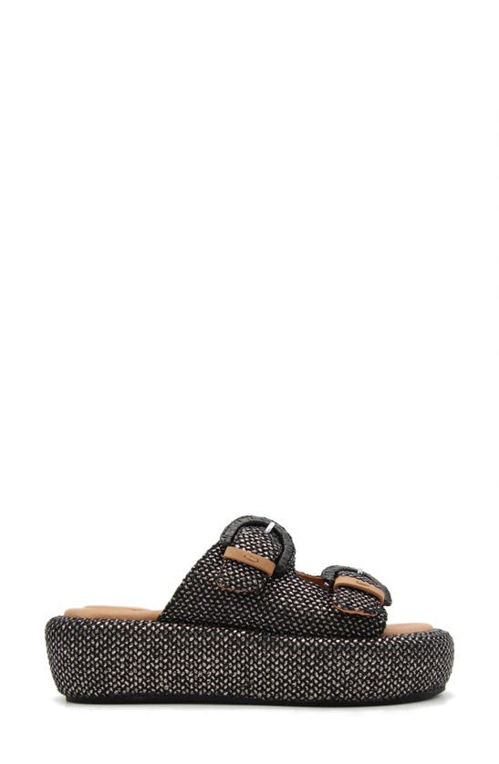 Gentle Souls By Kenneth Cole Theresa Platform Slide Sandal In Pewter Raffia