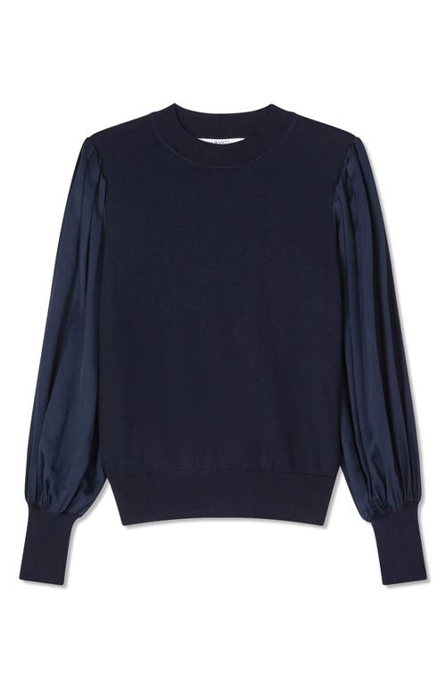 Shop Lk Bennett Erica Mixed Media Top In Navy