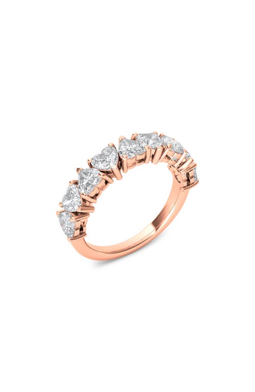 HauteCarat Alternating Hearts Lab Created Diamond Half Eternity Ring in Rose Gold at Nordstrom