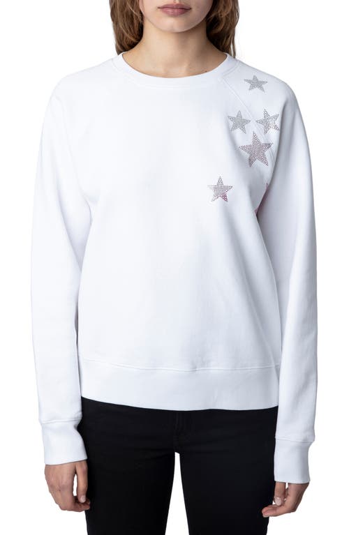 Zadig & Voltaire Embellished Star Cotton Sweatshirt in Blanc