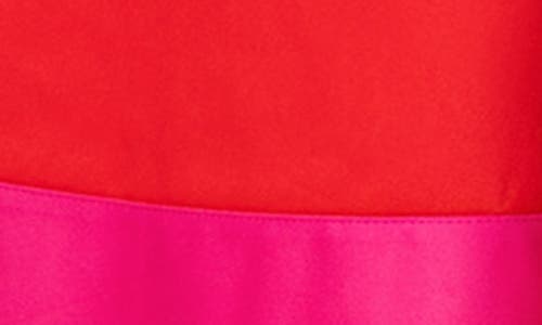 Akris Punto Cotton Poplin Colorblock Midi Dress With Belted Waist In Red-pink