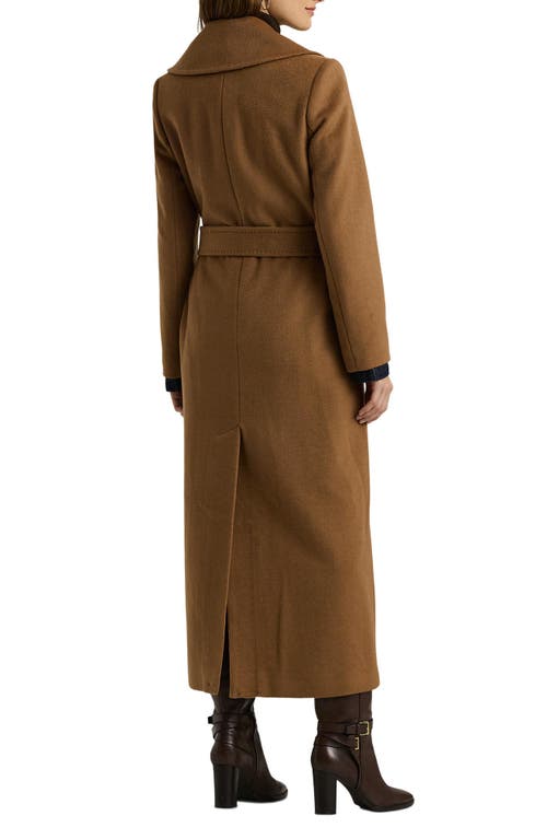 Ralph Lauren Lauren  Belted Wool Blend Wrap Coat In New Vicuna
