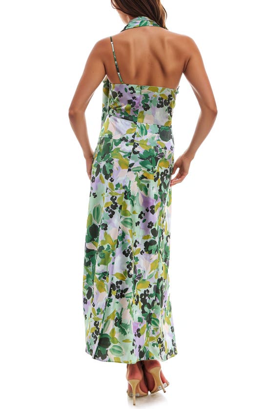 Shop Socialite Floral Halter Neck Maxi Dress In Green/ Lilac