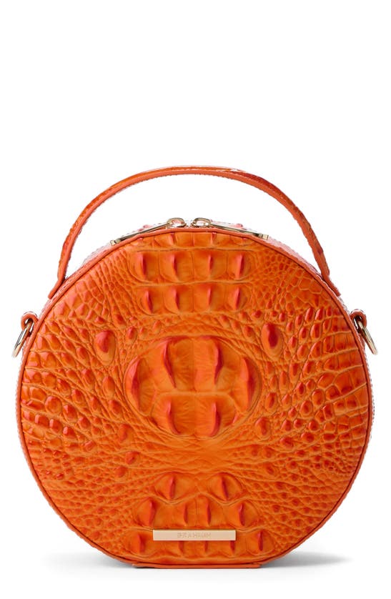 Brahmin Lane Croc Embossed Leather Crossbody Bag In Orange
