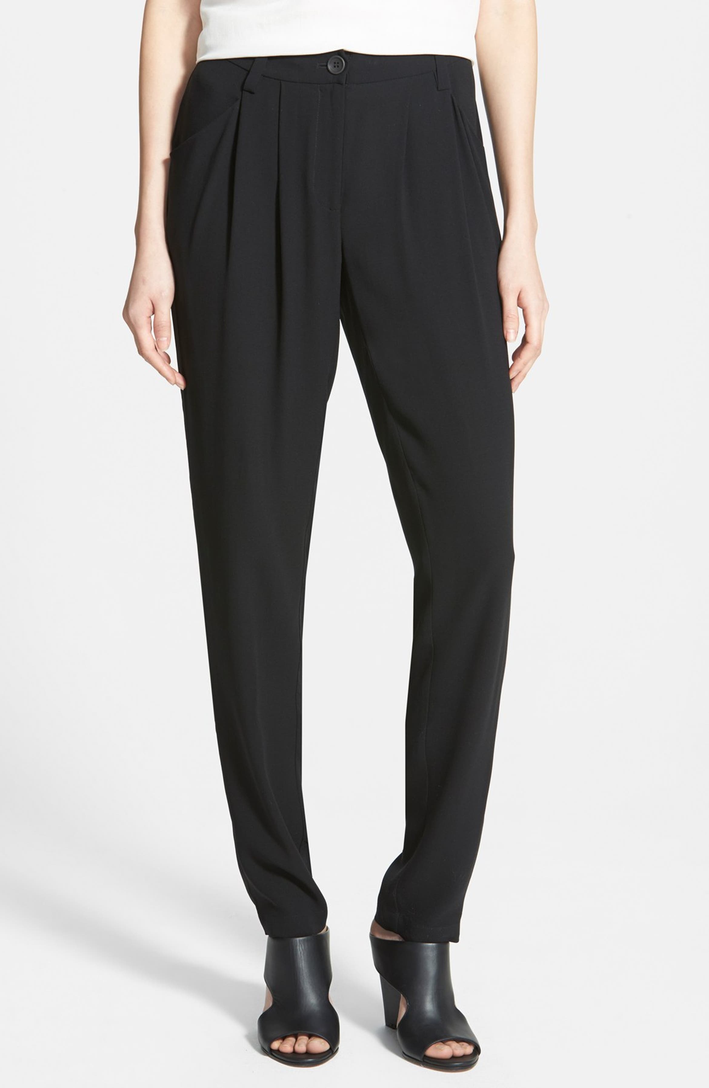 Eileen Fisher Silk Crepe Pleat Trousers (Regular & Petite) (Online Only ...