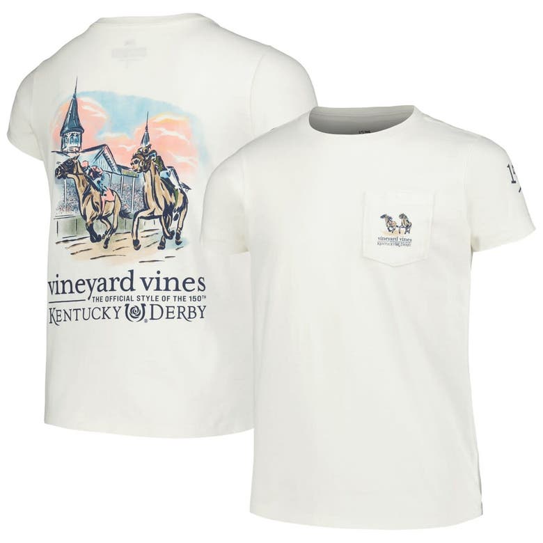 Vineyard Vines Kids' Girls Youth  Cream Kentucky Derby 150 Painted Race T-shirt