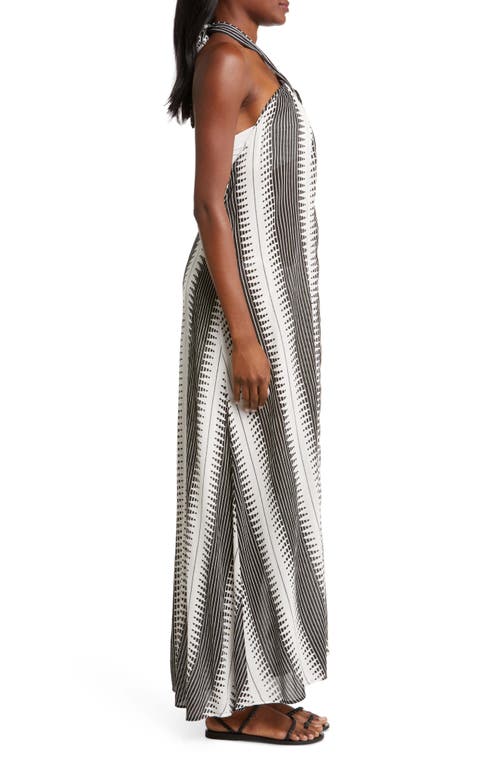 Shop Elan Halter Neck Cover-up Maxi Dress In Black/white Kenya