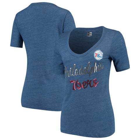 Cleveland Indians New Era Women's Tri-Blend Raglan V-Neck T-Shirt - Heathered Navy