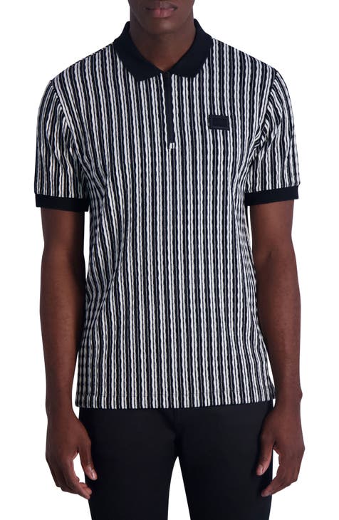 Stripe Logo Patch Zip Polo