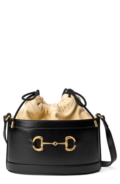 Gucci 1955 Horsebit Drawstring Leather Bucket Bag In Black | ModeSens