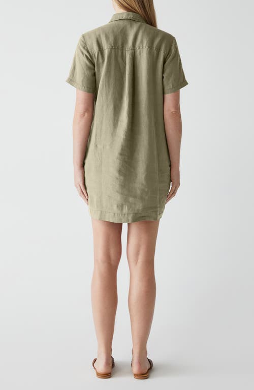 Shop Michael Stars Ola Utility Mini Linen Shirtdress In Natural